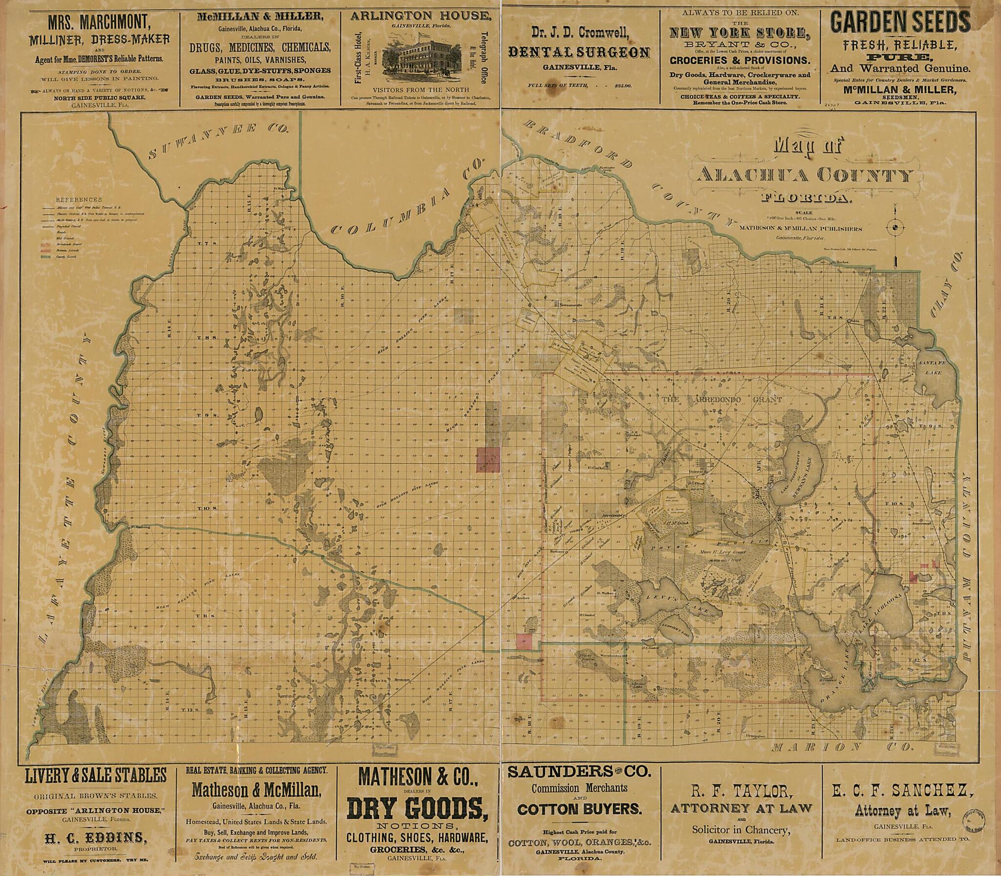 This old map of Map of Alachua County, Florida from 1880 was created by  Matheson &amp; McMillan Publishers in 1880
