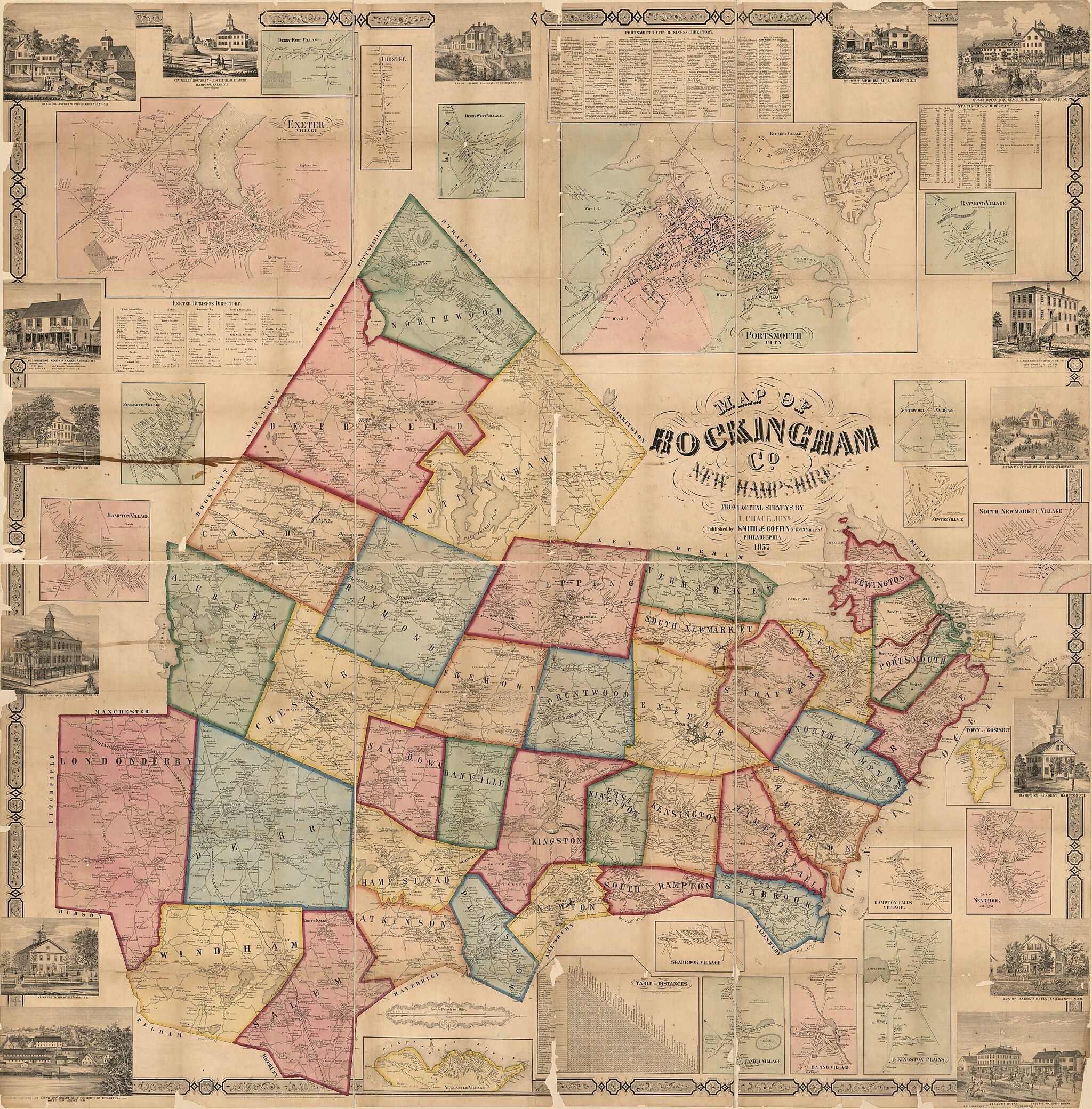 This old map of Map of Rockingham County, New Hampshire (Map of Rockingham County, New Hampshire) from 1857 was created by J. Chace,  Smith &amp; Coffin in 1857