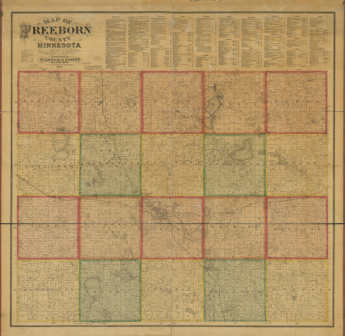 Map of Freeborn County, Minnesota : Drawn from Actual Surveys and the County Records 1878 by Relic Map Company