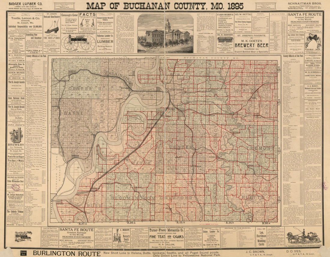 This old map of Map of Buchanan Co, Mo. from 1895 (Map of Buchanan County, Missouri) was created by  Tracy &amp; Rutt in 1895
