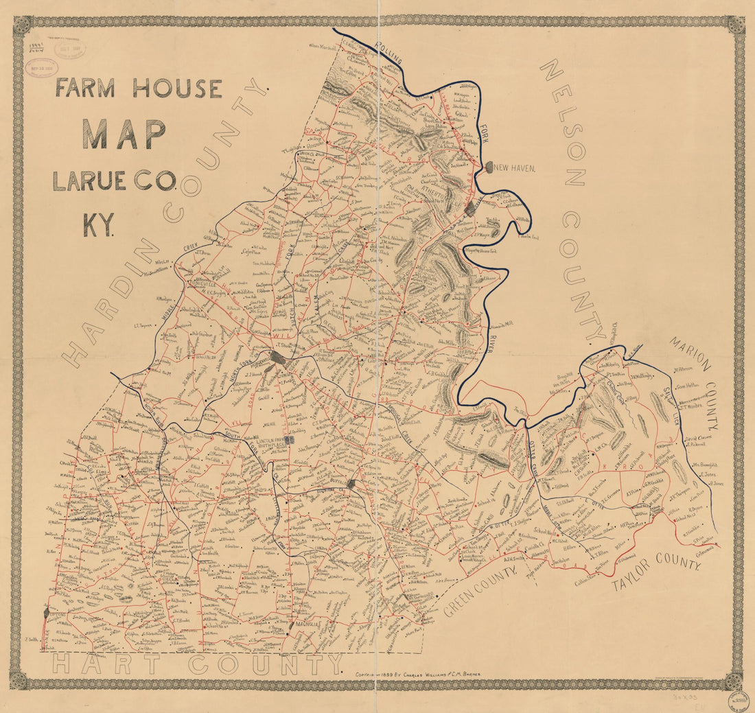 This old map of Farm House Map, Larue Co., Ky. (Farm House Map, Larue County, Kentucky) from 1899 was created by C. M. Barnes,  Rand McNally and Company, Charles Williams in 1899