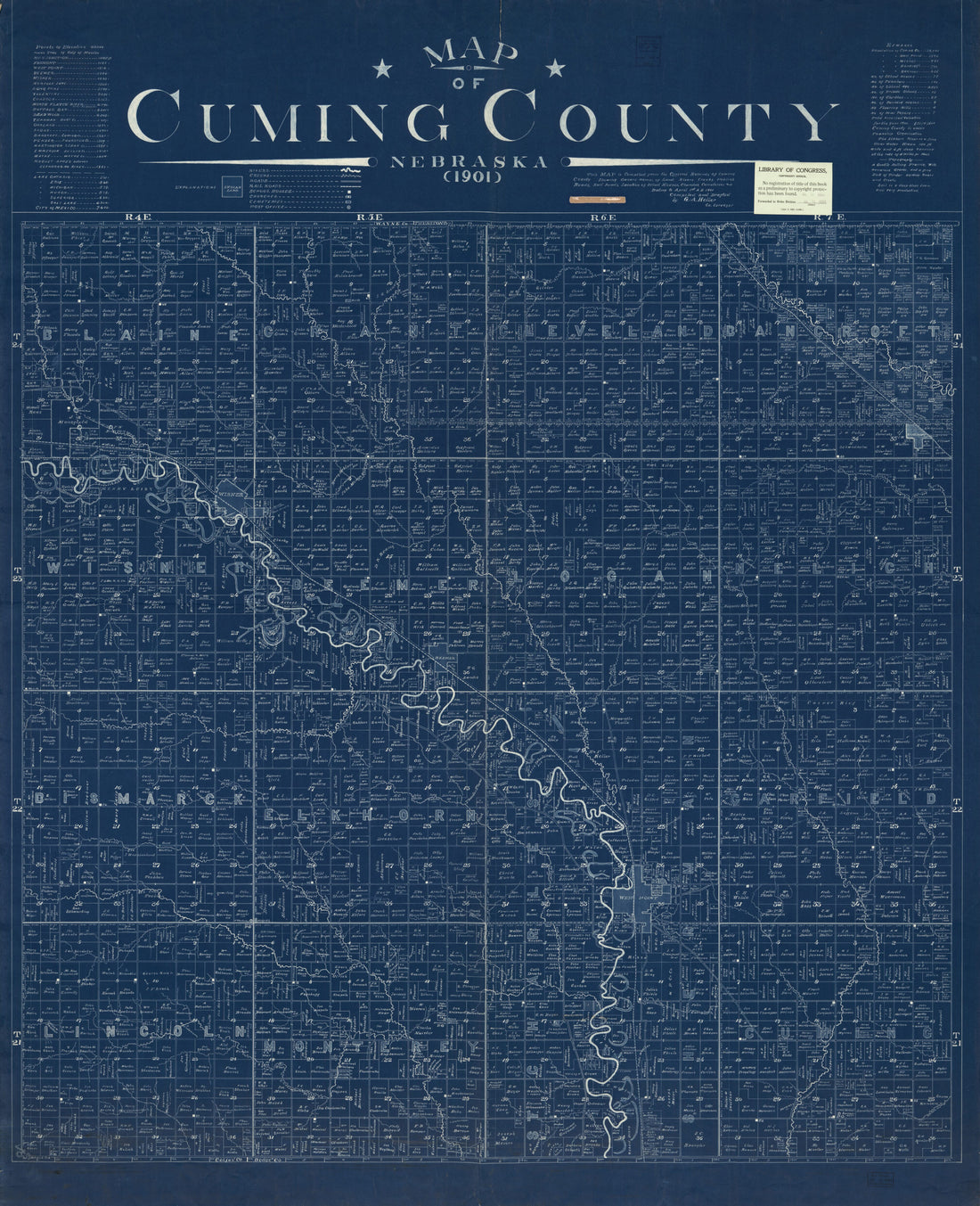 This old map of Map of Cuming County, Nebraska from 1901 was created by G. A. Heller in 1901