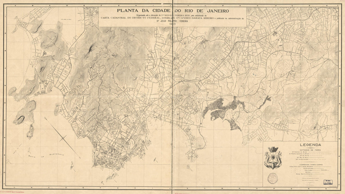 This old map of Planta Da Cidade Do Rio De Janeiro from 1900 was created by Manoel Pereira Reis in 1900