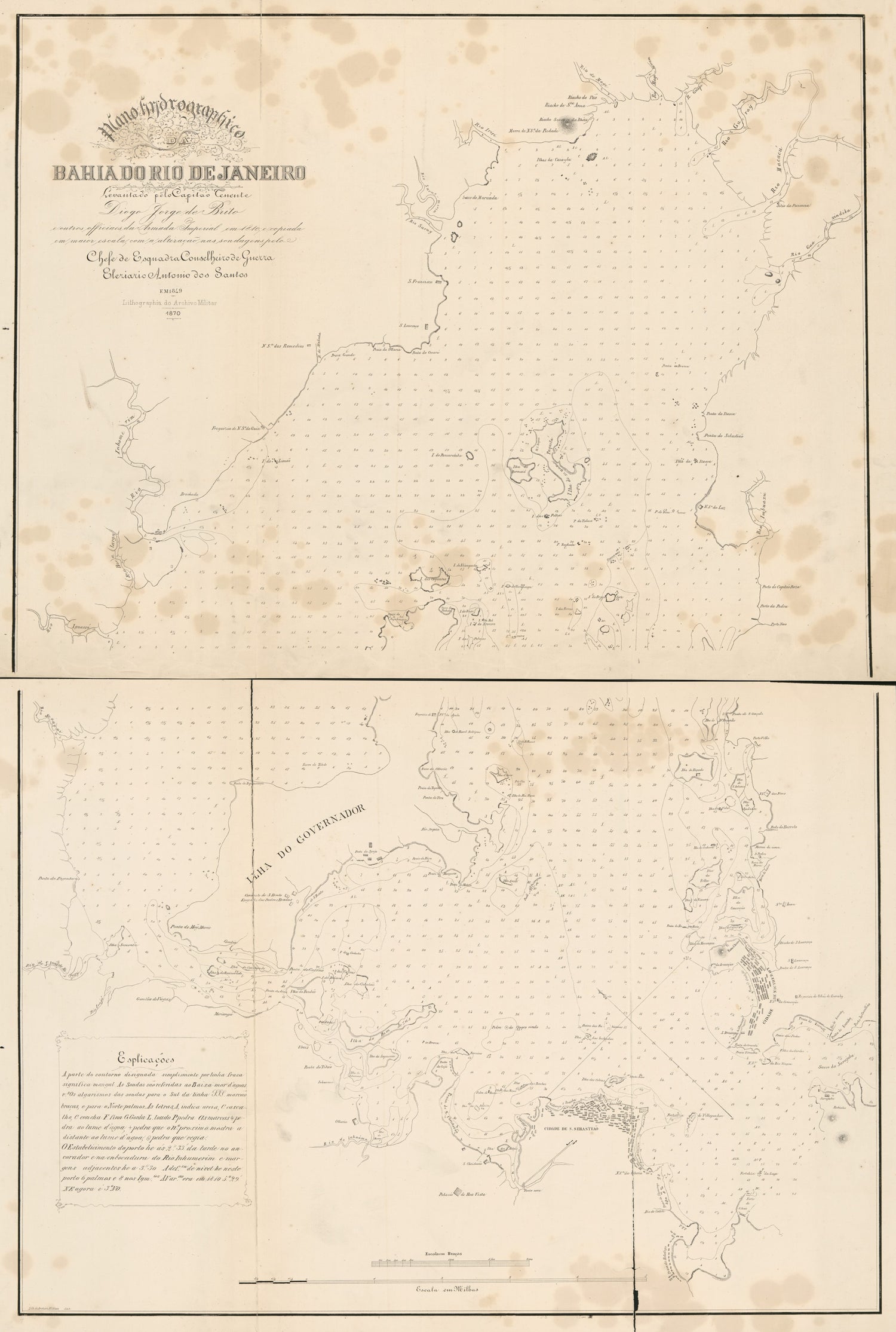 This old map of Plano Hydrographico Da Bahia Do Rio De Janeiro from 1870 was created by  Brazil. Archivo Militar, Antonio Eleziario Dos Santos in 1870