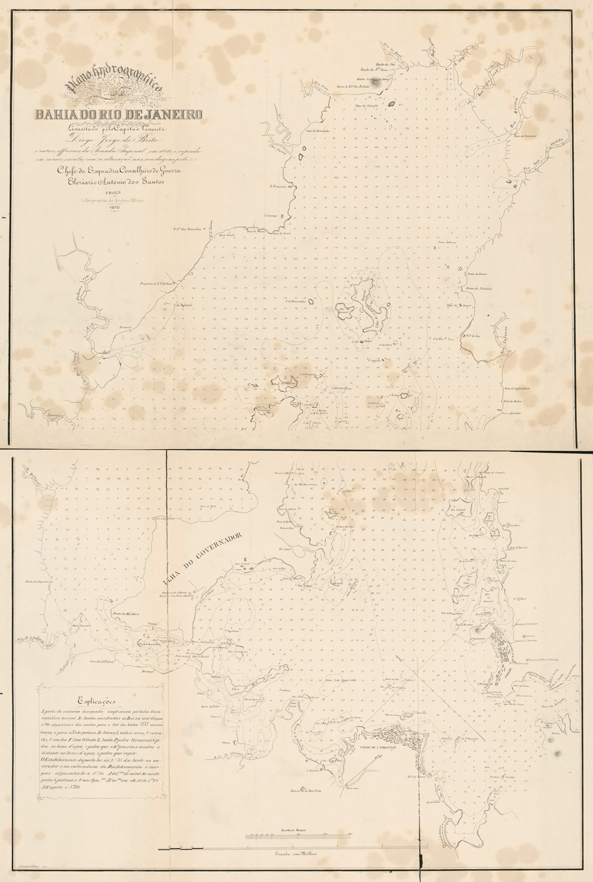 Plano Hydrographico Da Bahia Do Rio De Janeiro in 1870 by Relic Map Company