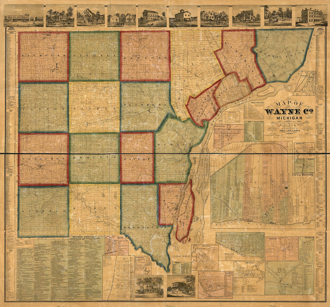 This old map of Map of Wayne County, Michigan from 1860 was created by Isaac G. Freed,  Geil &amp; Harley,  Geil and Jones, Harley &amp; Siverd Geil,  Worley &amp; Bracher in 1860