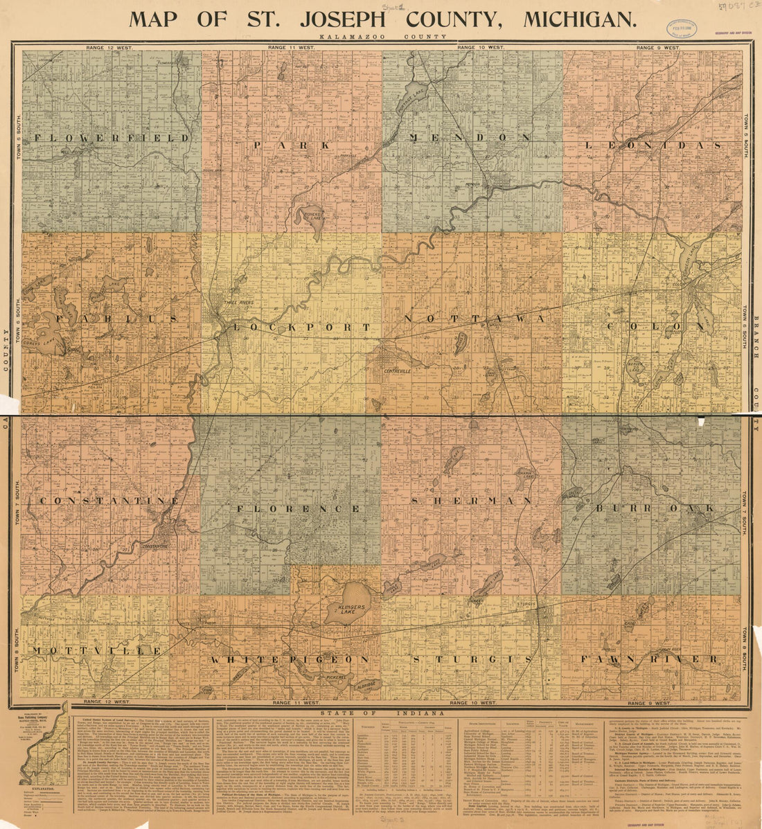 This old map of Map of St. Joseph County, Michigan from 1897 was created by  Home Publishing Company in 1897