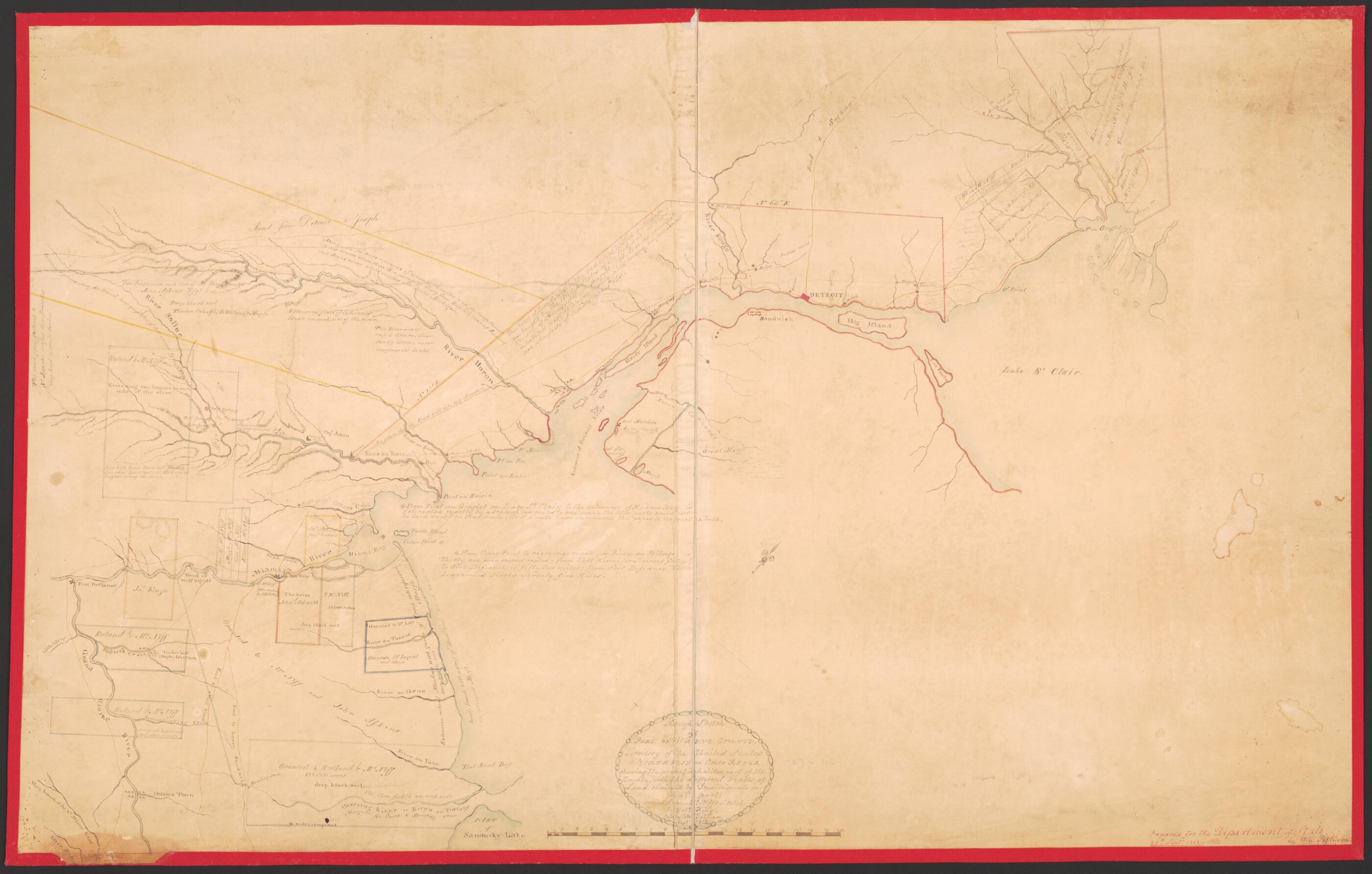 This old map of Rough Sketch of Part of Wayne County, Territority of United States : Northwest of Ohio River, Showing the Present Inhabited Part of the Country, With the Different Tracts of Land Claimed by Individuals In That Part from 1812 was created b