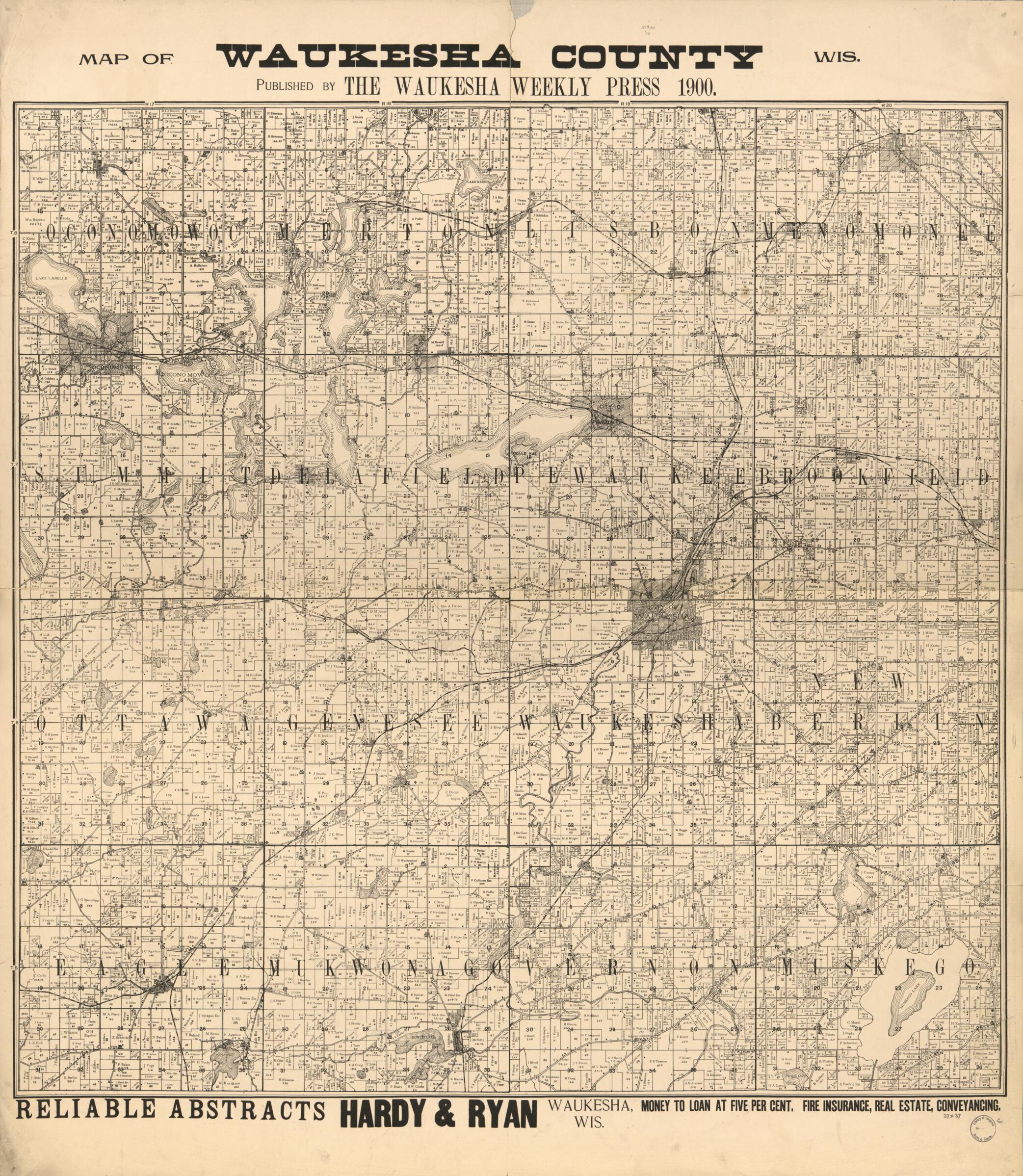 This old map of Map of Waukesha County,Wisconsin (Map of Waukesha County, Wisconsin) from 1873 was created by  in 1873