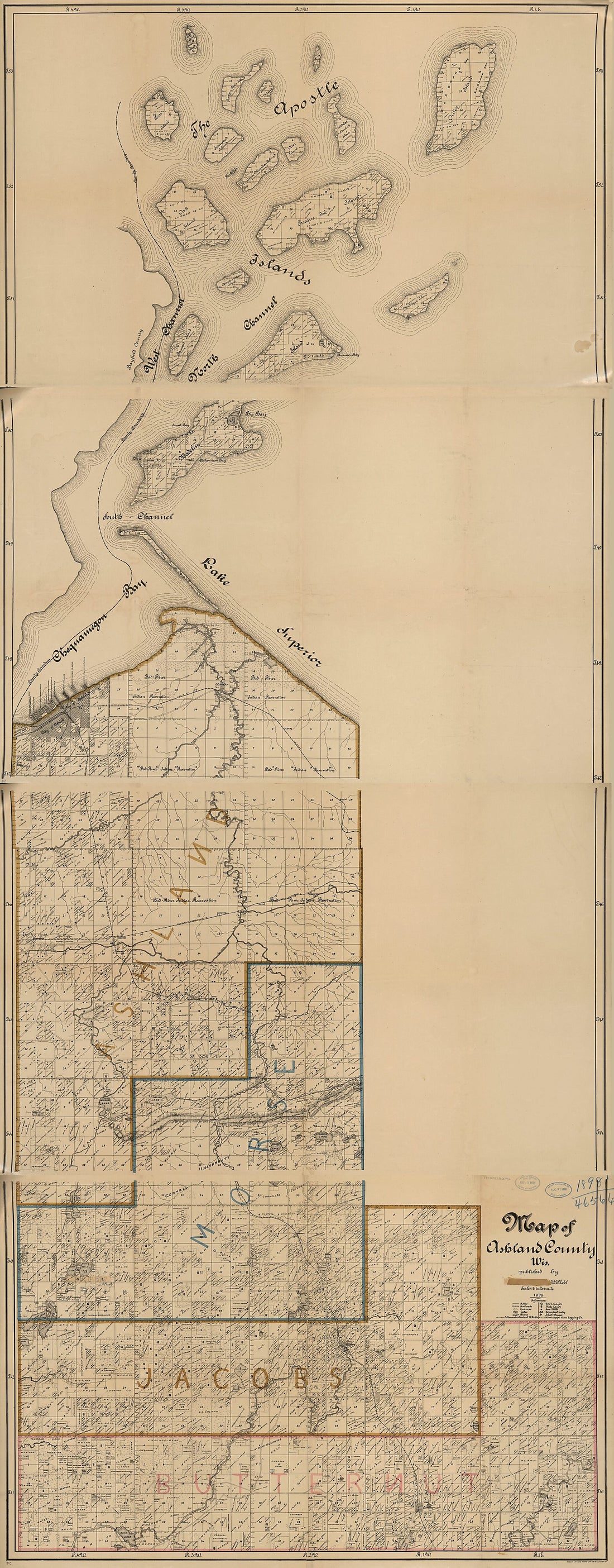 This old map of Map of Ashland County,Wisconsin from 1858 was created by W. G. Nohl, Robert A. Welcke in 1858