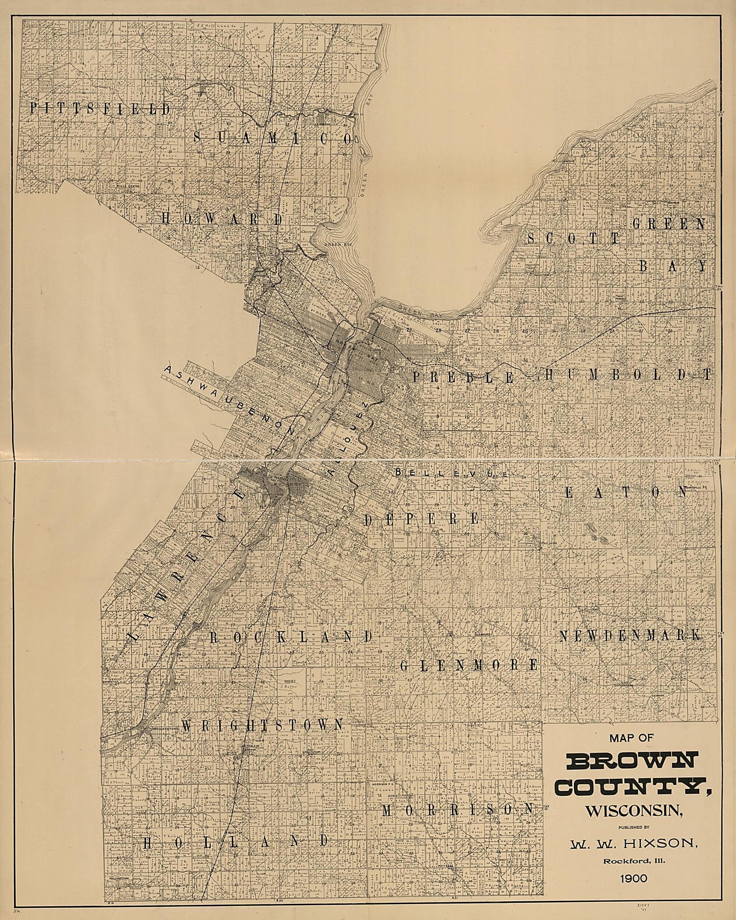 This old map of Map of Brown County, Wisconsin from 1900 was created by  W.W. Hixson &amp; Co in 1900