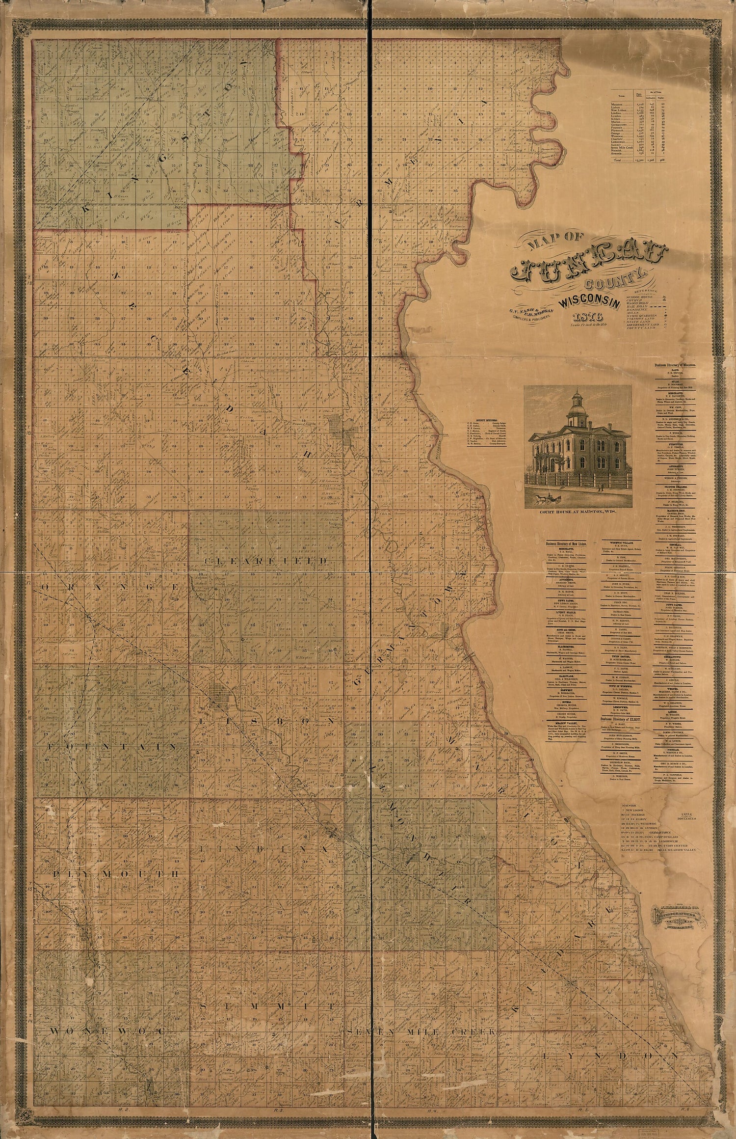 This old map of Map of Juneau County, Wisconsin from 1876 was created by  J. Knauber &amp; Co, F. B. Morgan, G. V. Nash in 1876