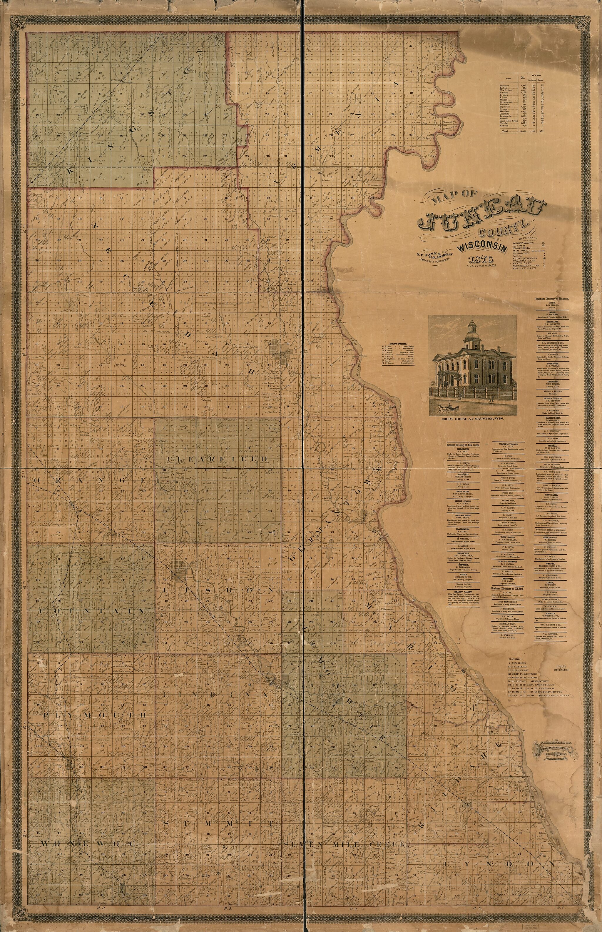 This old map of Map of Juneau County, Wisconsin from 1876 was created by  J. Knauber &amp; Co, F. B. Morgan, G. V. Nash in 1876