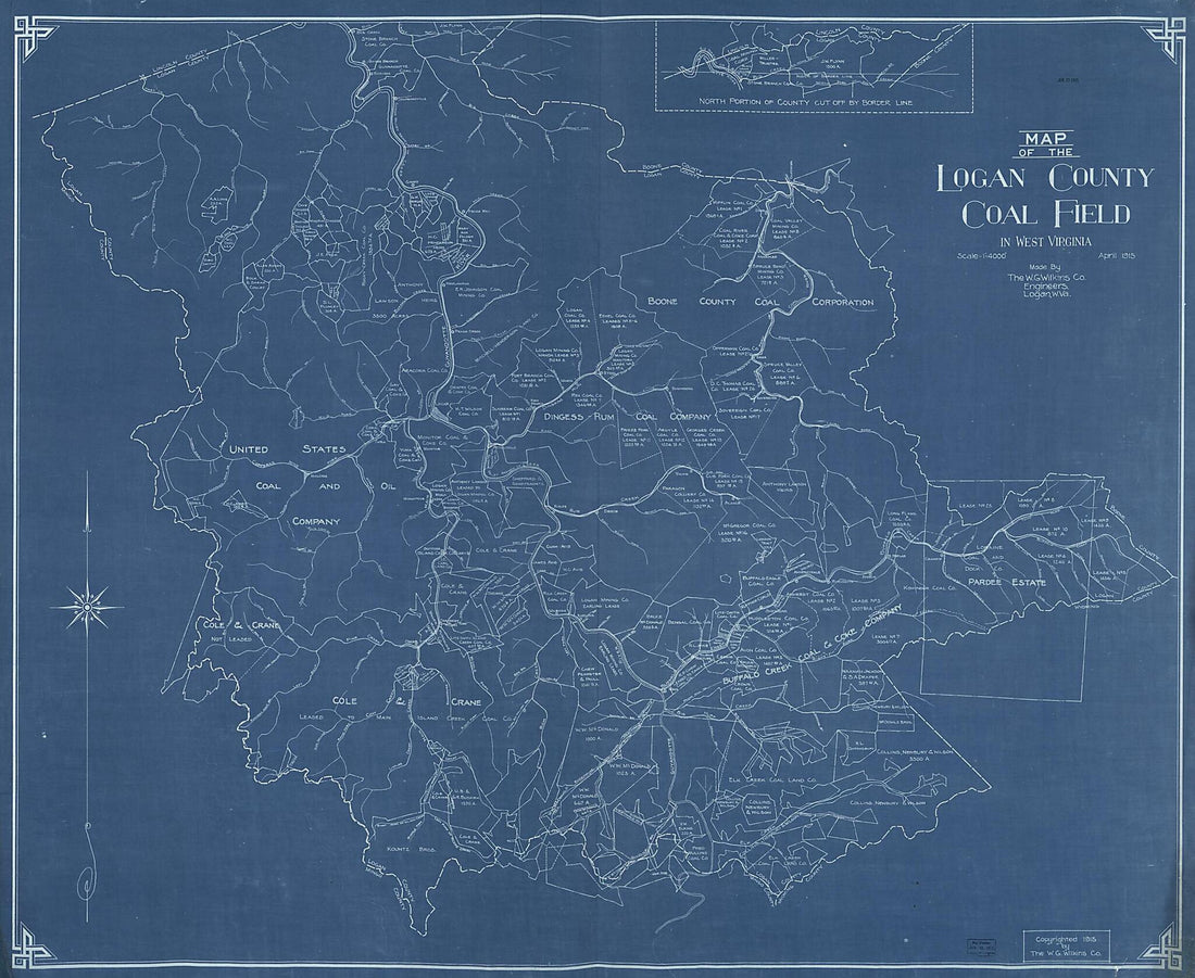 This old map of Map of the Logan County Coal Field In West Virginia from 1915 was created by W. G. Co Wilkins in 1915