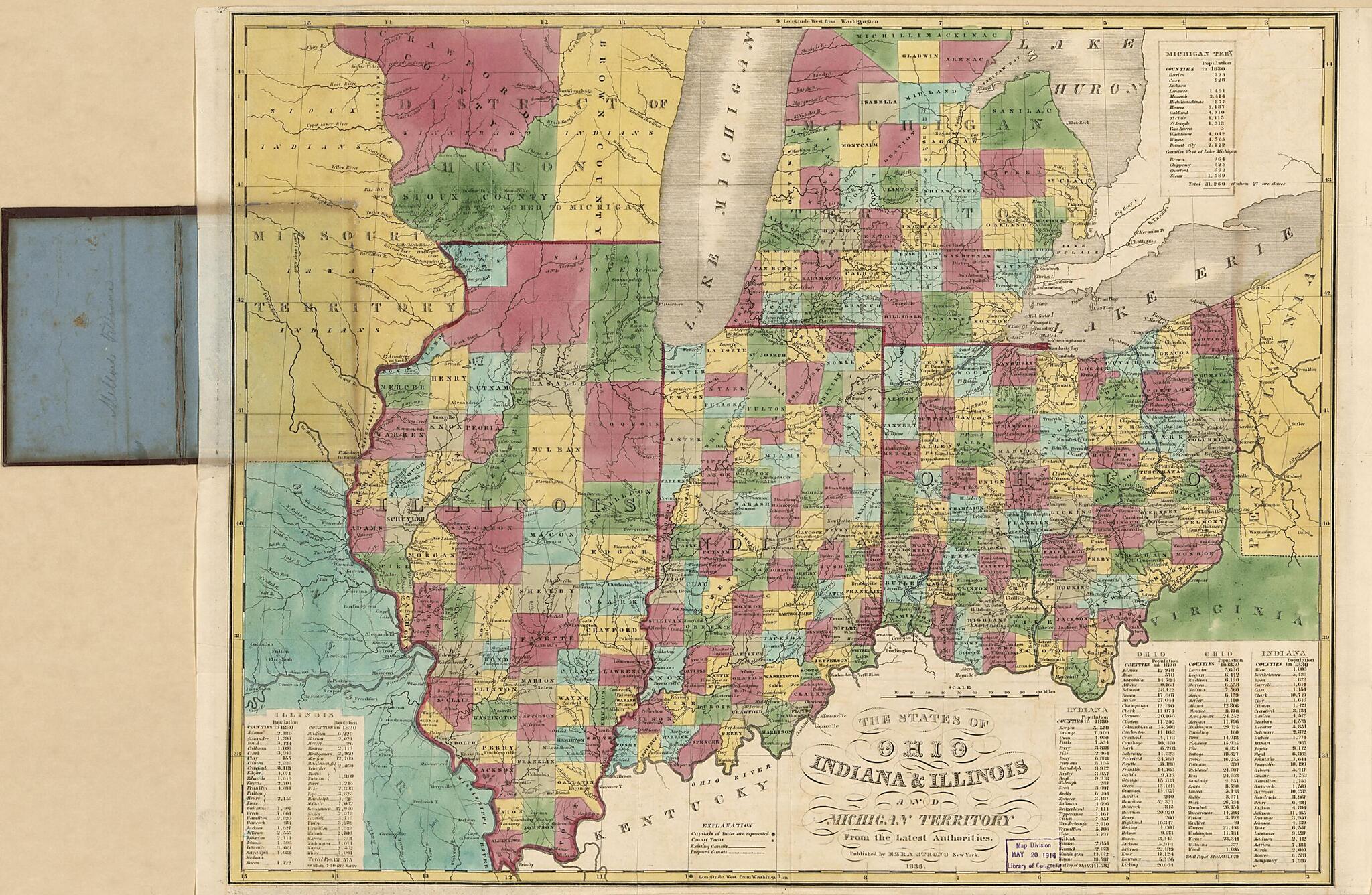 This old map of The States of Ohio, Indiana &amp; Illinois and Michigan Territory : from the Latest Authorities. (States of Ohio, Indiana and Illinois and Michigan Territory, Ohio, Indiana, Ill&