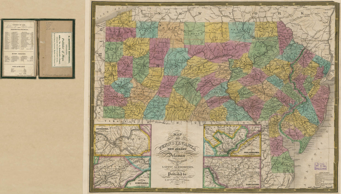 This old map of Map of Pennsylvania, New Jersey, and Delaware : Compiled from the Latest Authorities. (Jersey &amp; Delaware) from 1832 was created by Millard Fillmore, S. Augustus (Samuel Augustus) Mitchell in 1832
