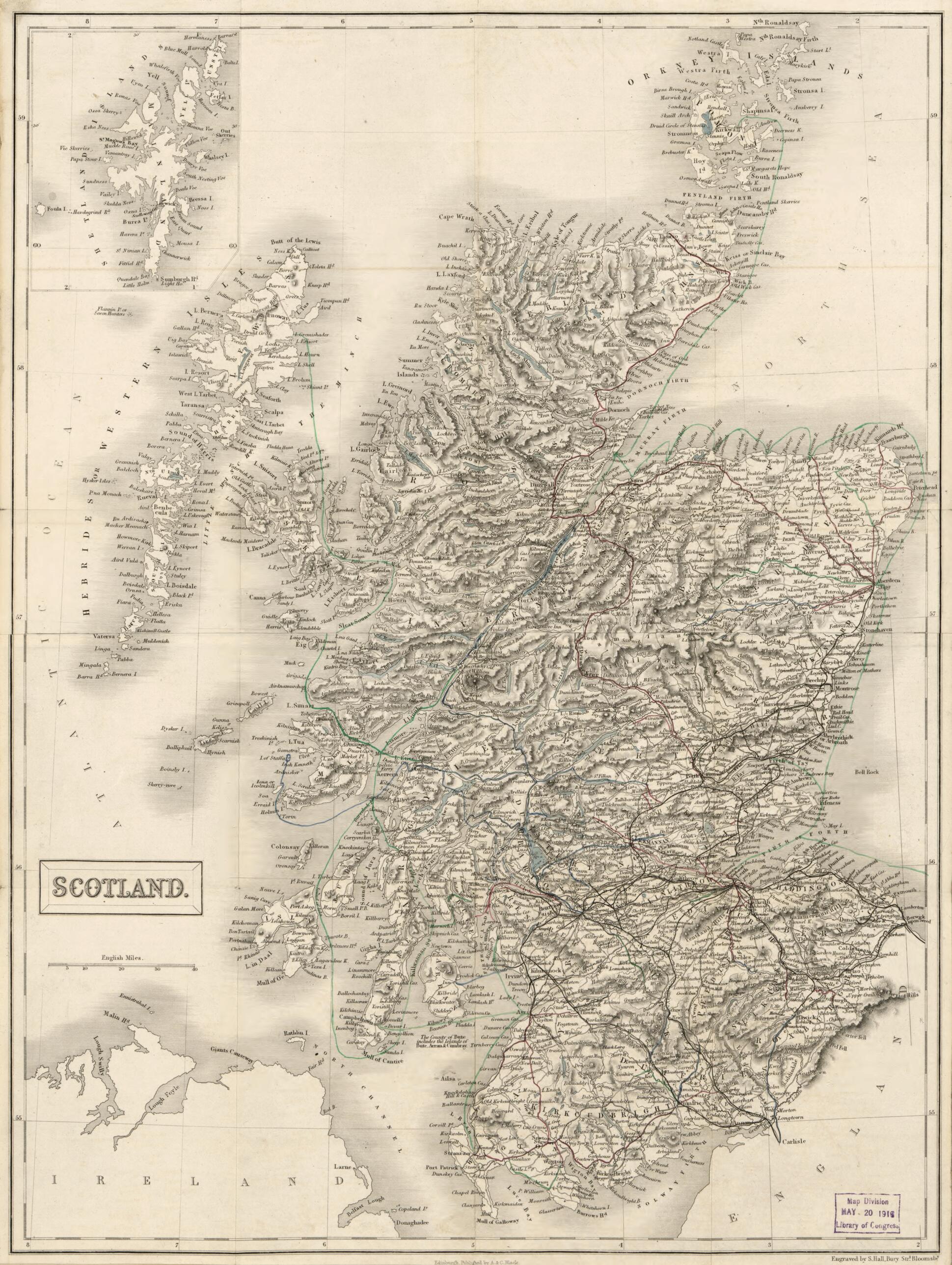 This old map of Scotland from 1855 was created by  Adam and Charles Black (Firm), Millard Fillmore, Sidney Hall in 1855