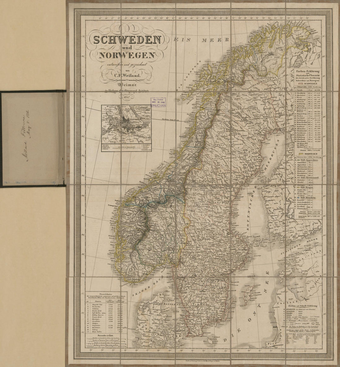 This old map of Schweden Und Norwegen (Sweden) from 1847 was created by Millard Fillmore, Thuringia Geographisches Institut (Weimar, C. F. (Carl Ferdinand) Weiland in 1847