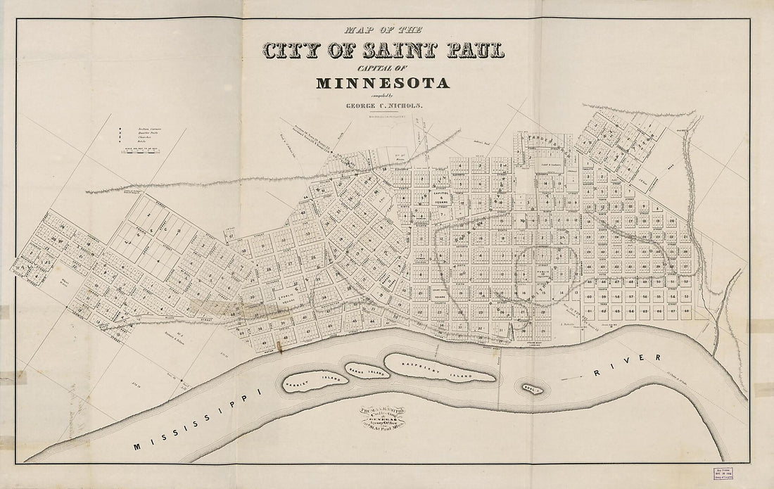 This old map of Map of the City of Saint Paul, Capital of Minnesota from 1852 was created by  Miller &amp; Boyle&
