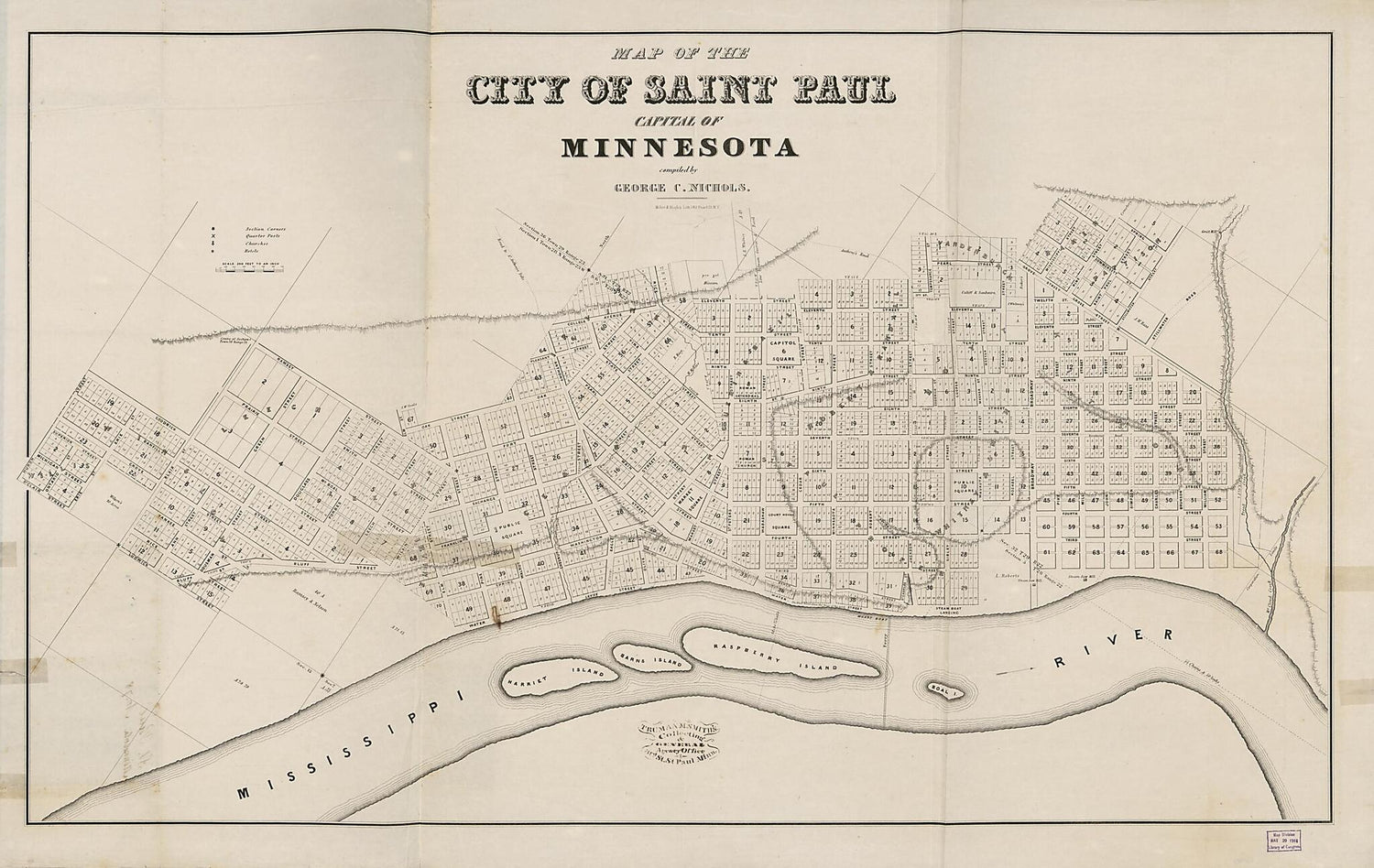 This old map of Map of the City of Saint Paul, Capital of Minnesota from 1852 was created by  Miller &amp; Boyle&