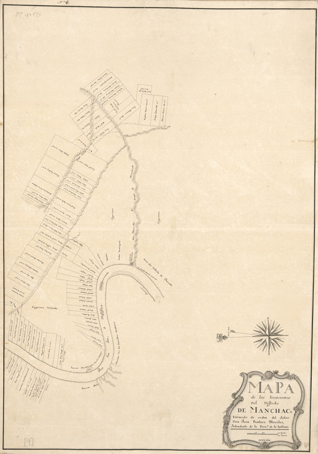 This old map of Mapa De Las Locaciones Del Distrito De Manchack from 1799 was created by Vicente Sebastián Pintado in 1799