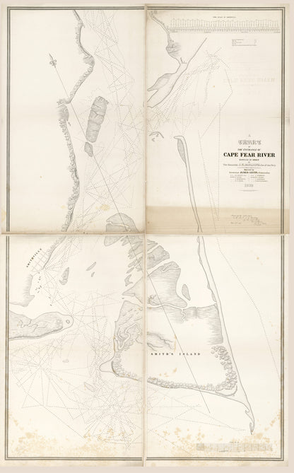 This old map of A Chart of the Entrance of Cape Fear River (Cape Fear River) from 1839 was created by James Glynn, Philip Haas, Matthew Fontaine Maury, James Kirke Paulding,  United States. Navy in 1839