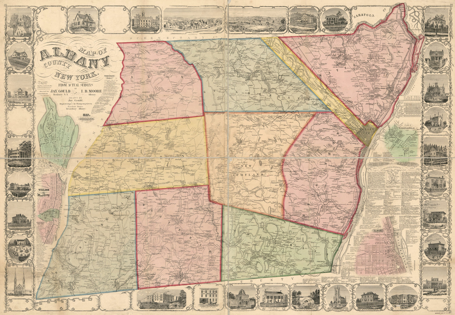 This old map of Map of Albany County, New York : from Actual Surveys from 1854 was created by Jay Gould in 1854