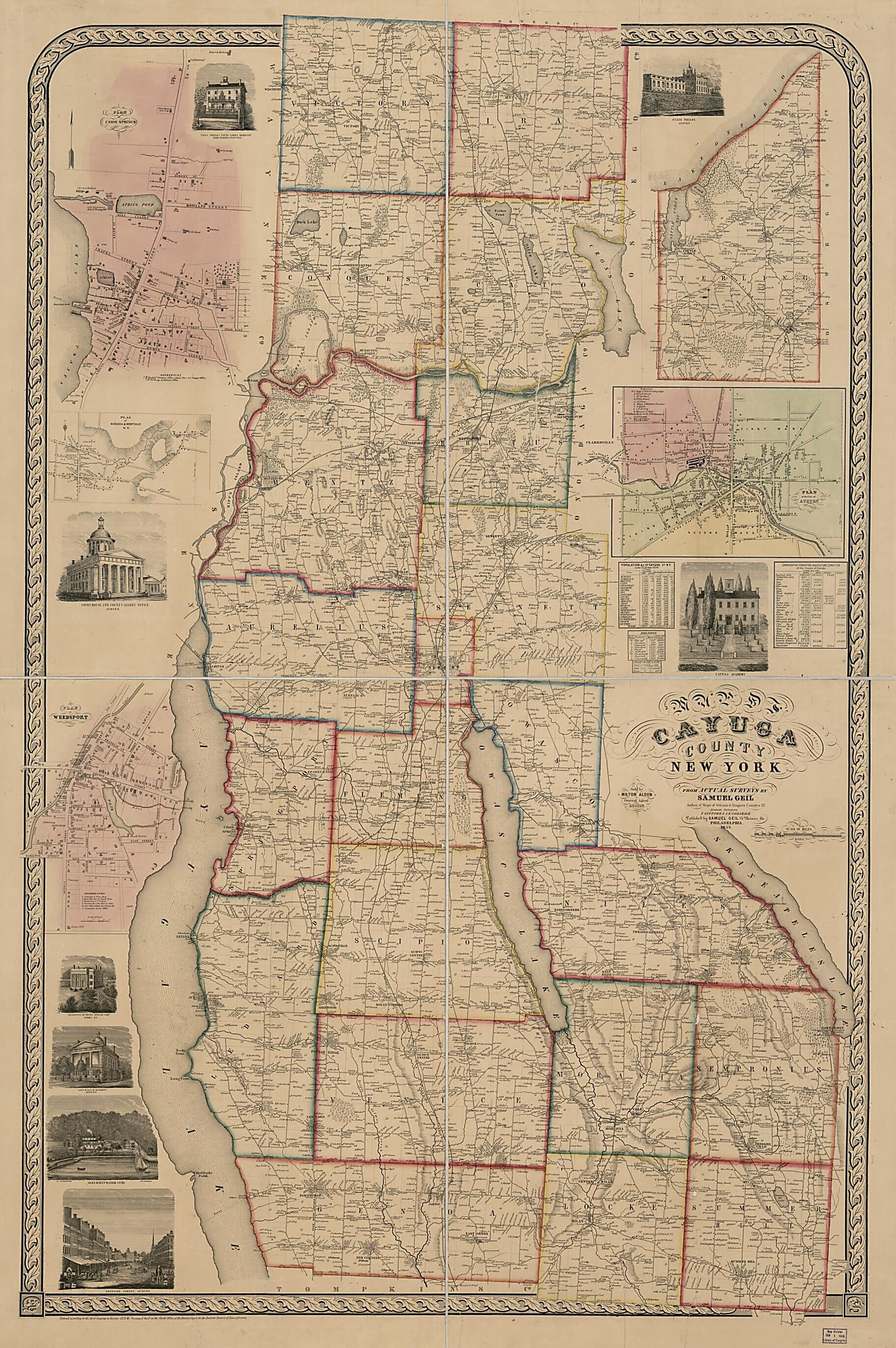 This old map of Map of Cayuga County, New York : from Actual Surveys from 1853 was created by Samuel Geil in 1853