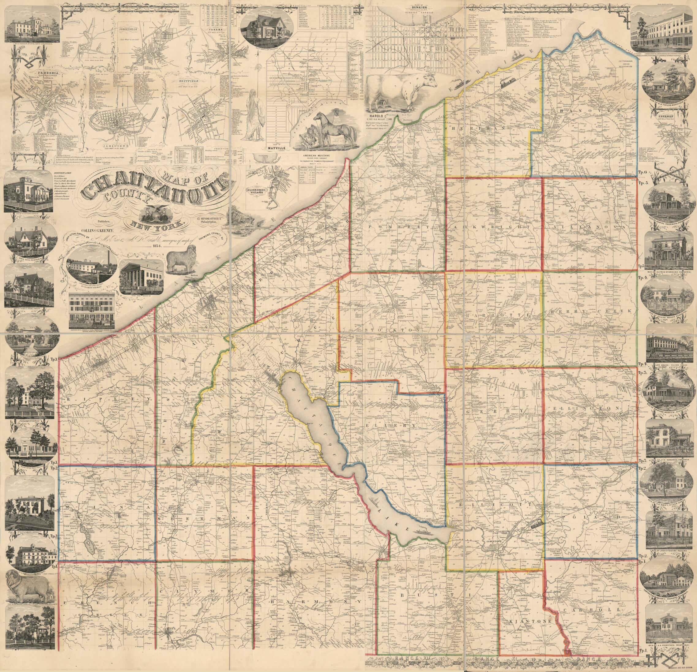 This old map of Map of Chautauque County, New York : from Actual Surveys from 1854 was created by Samuel M. Rea in 1854