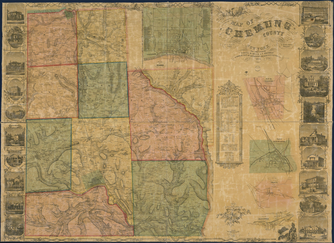 This old map of Map of Chemung County, New York : from Actual Surveys from 1853 was created by Samuel M. Rea in 1853