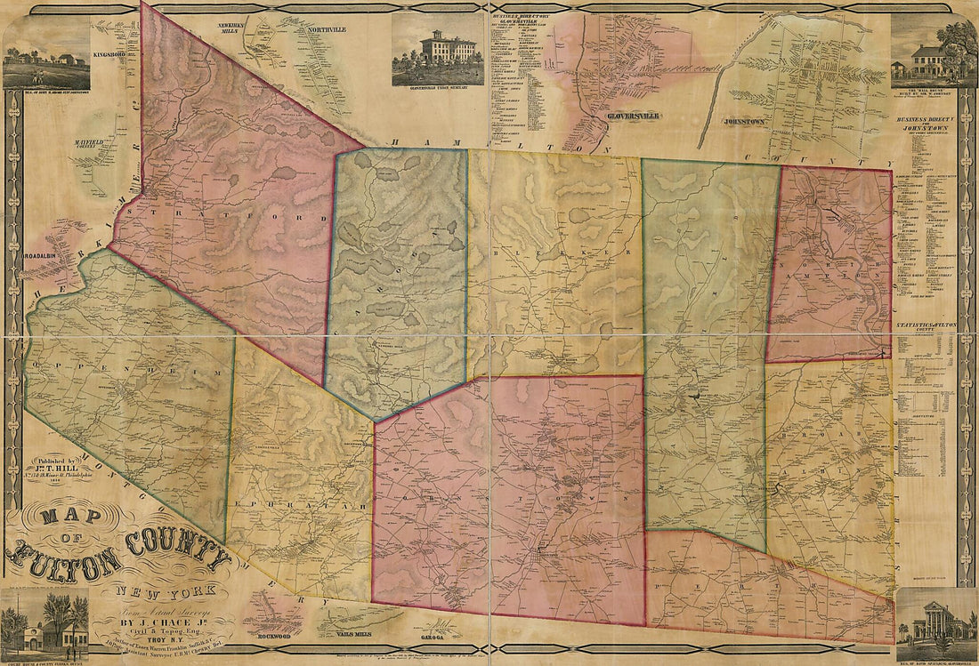 This old map of Map of Fulton County, New York : from Actual Surveys from 1856 was created by J. Chace, Robert Pearsall Smith in 1856