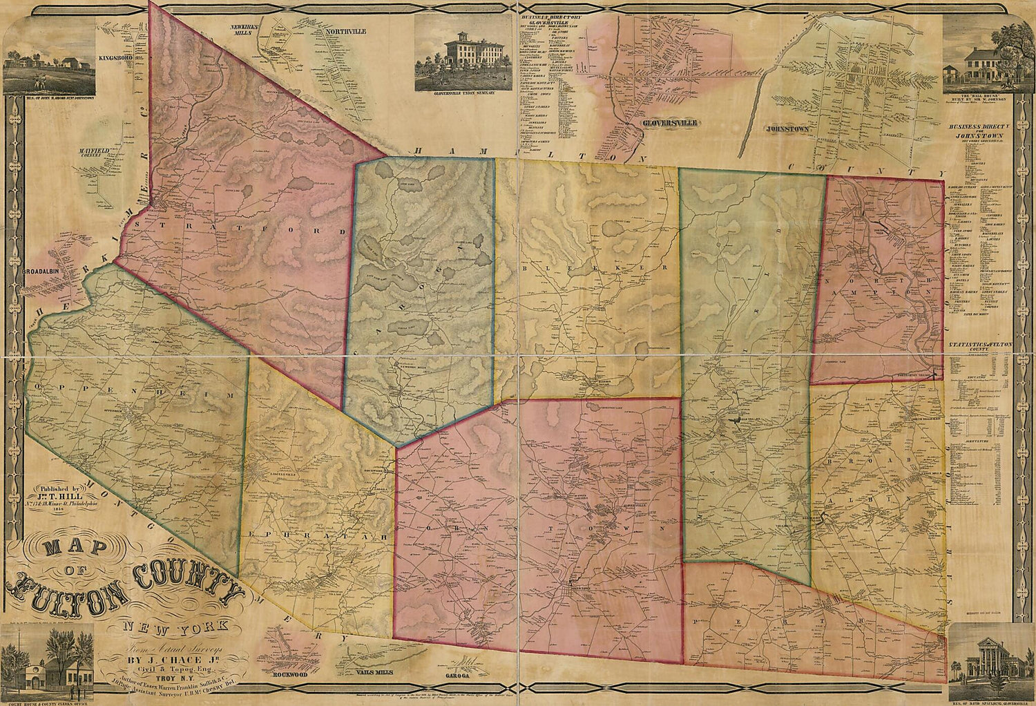 This old map of Map of Fulton County, New York : from Actual Surveys from 1856 was created by J. Chace, Robert Pearsall Smith in 1856