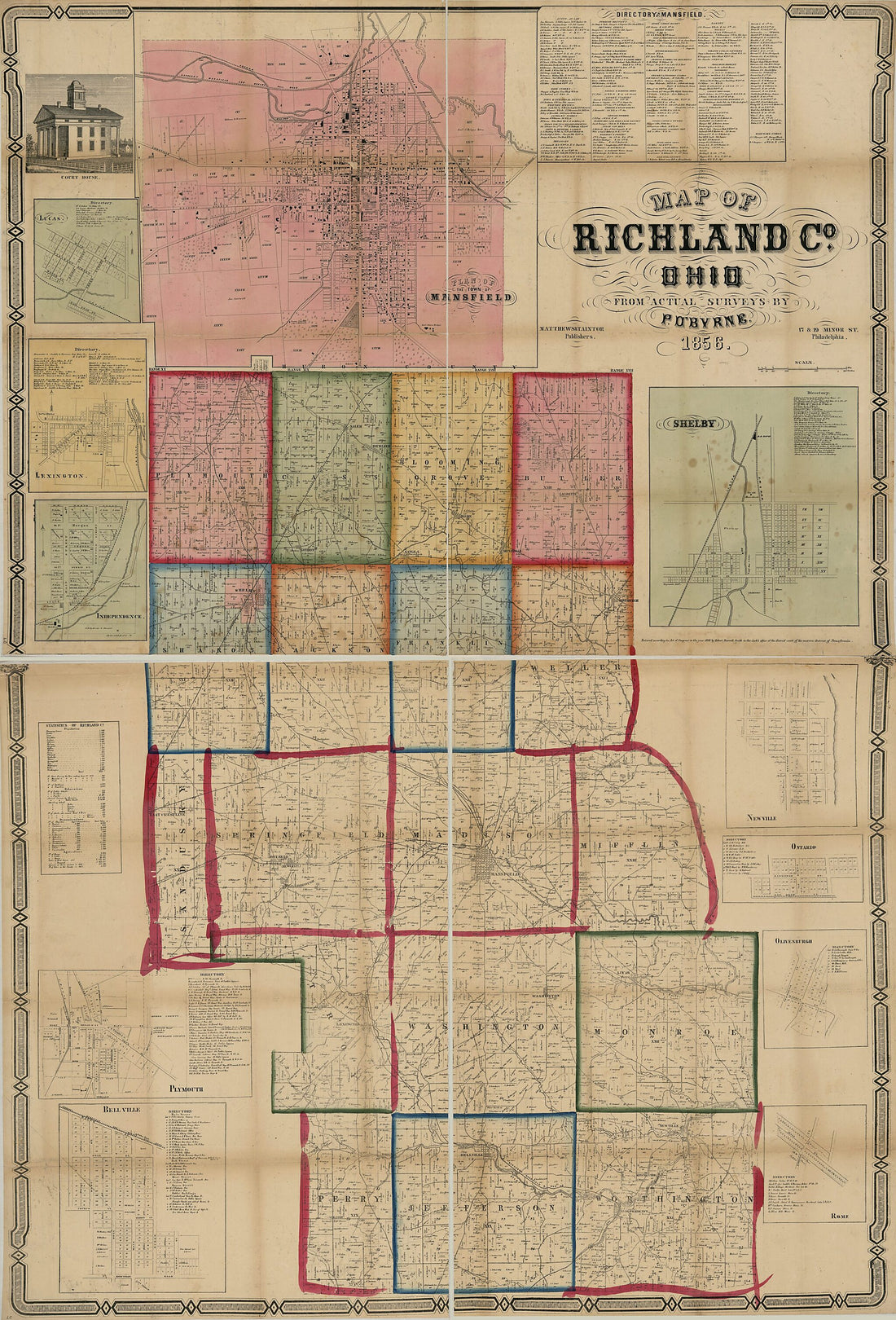 This old map of Map of Richland County, Ohio from 1856 was created by P. O&