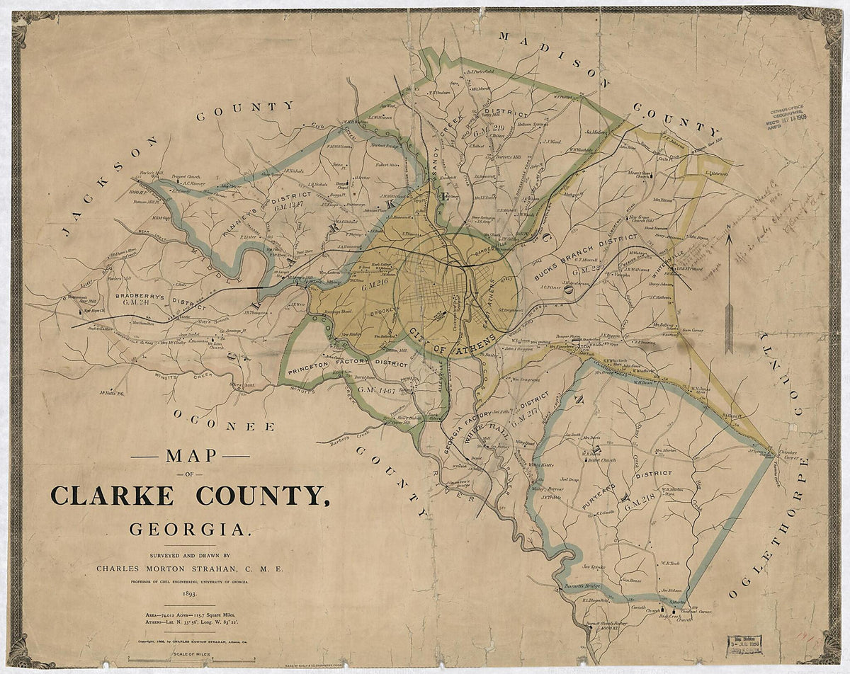 Map of Clarke County, Georgia (Clarke County, Georgia) 1893 by Relic Map Company