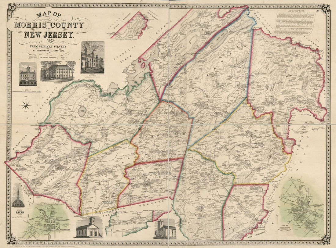 This old map of Map of Morris County, New Jersey : from Original Surveys from 1853 was created by Samuel Geil, Jesse Lightfoot, Robert Pearsall Smith in 1853