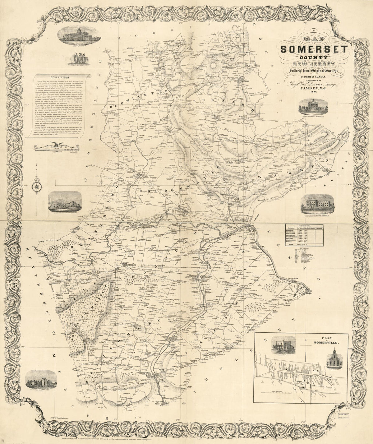 Map of Somerset County, New Jersey : Entirely from Original Surveys 1850 by Relic Map Company