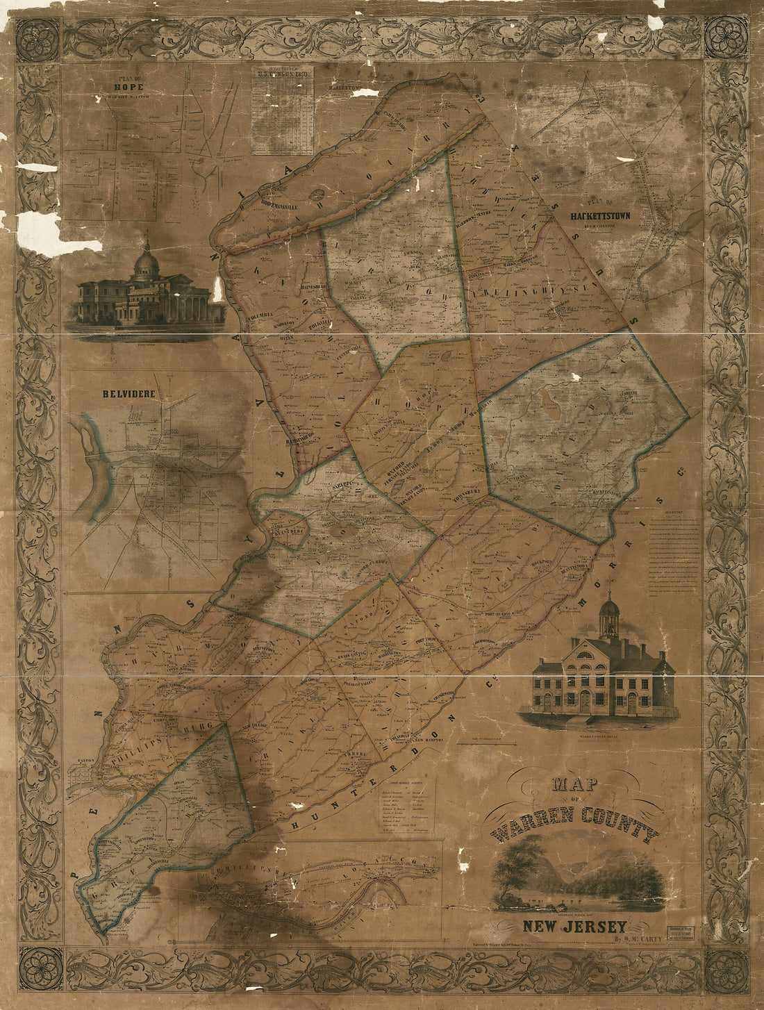 This old map of Map of Warren County, New Jersey from 1852 was created by  Friend & Aub, D. McCarty,  Wagner & M&