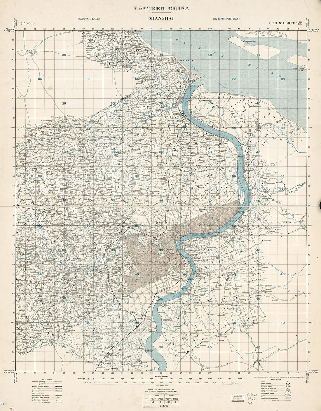 This old map of Eastern China. Shanghai from 1927 was created by  Great Britain. Ordnance Survey in 1927