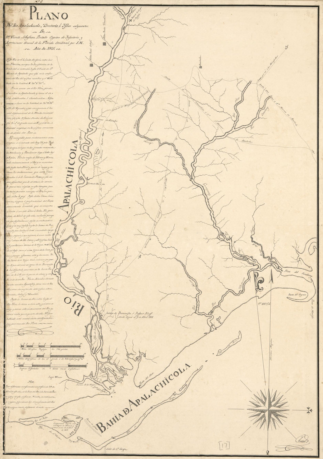 This old map of Plano Del Rio Apalachicola, Territorio é Yslas Adyacentes from 1815 was created by Vicente Sebastián Pintado in 1815