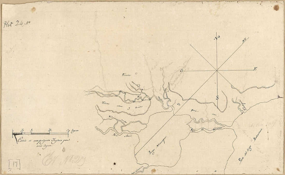 This old map of Map of an Area of Spanish West Florida Bounded On the East by Lake Pontchartrain and the West by the Comite River from 1805 was created by Vicente Sebastián Pintado in 1805