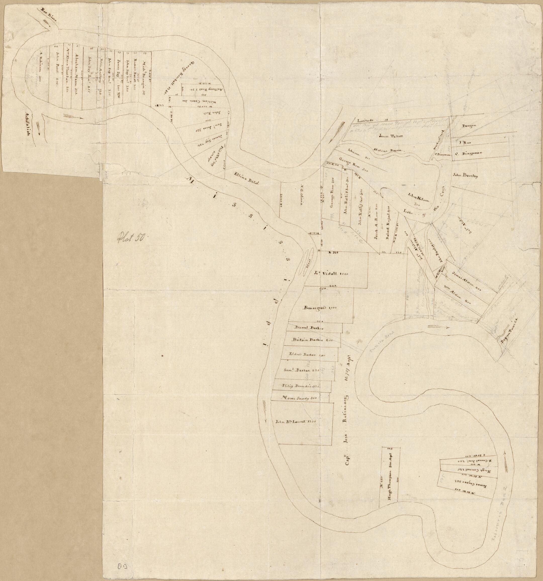 This old map of Map of the Tunica Bend Area, Spanish West Florida from 1805 was created by Vicente Sebastián Pintado in 1805