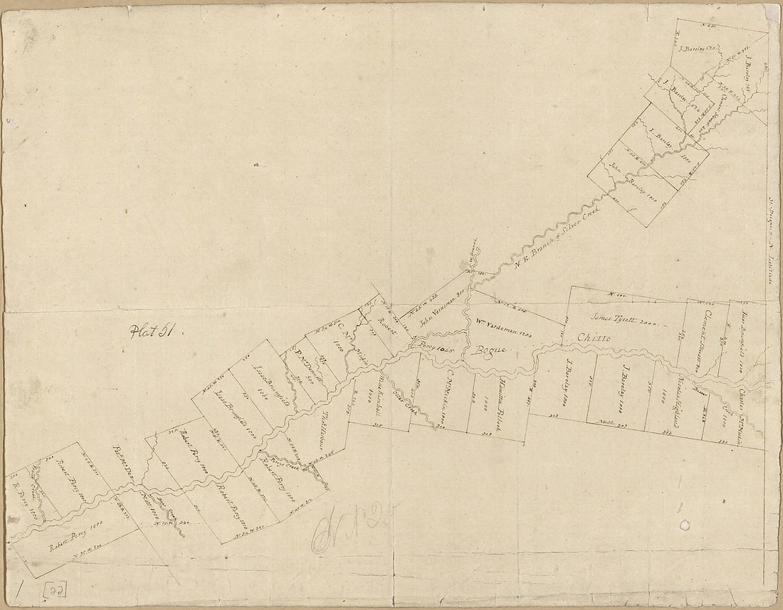 This old map of Map of an Area Along Bayou Bogue Chitto, Spanish West Florida from 1805 was created by Vicente Sebastián Pintado in 1805