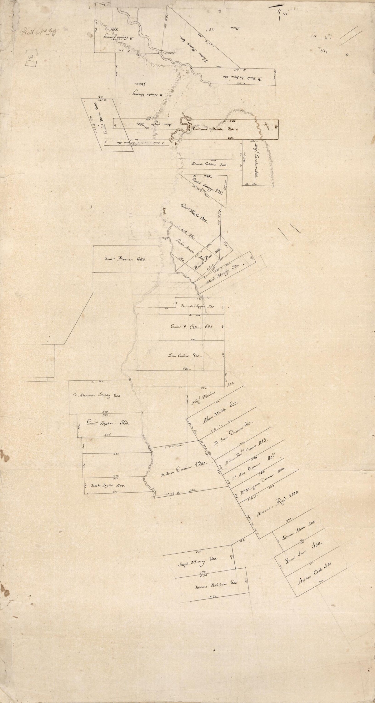 Map of Feliciana District, Spanish West Florida, Along Bayour Sara 1805 by Relic Map Company
