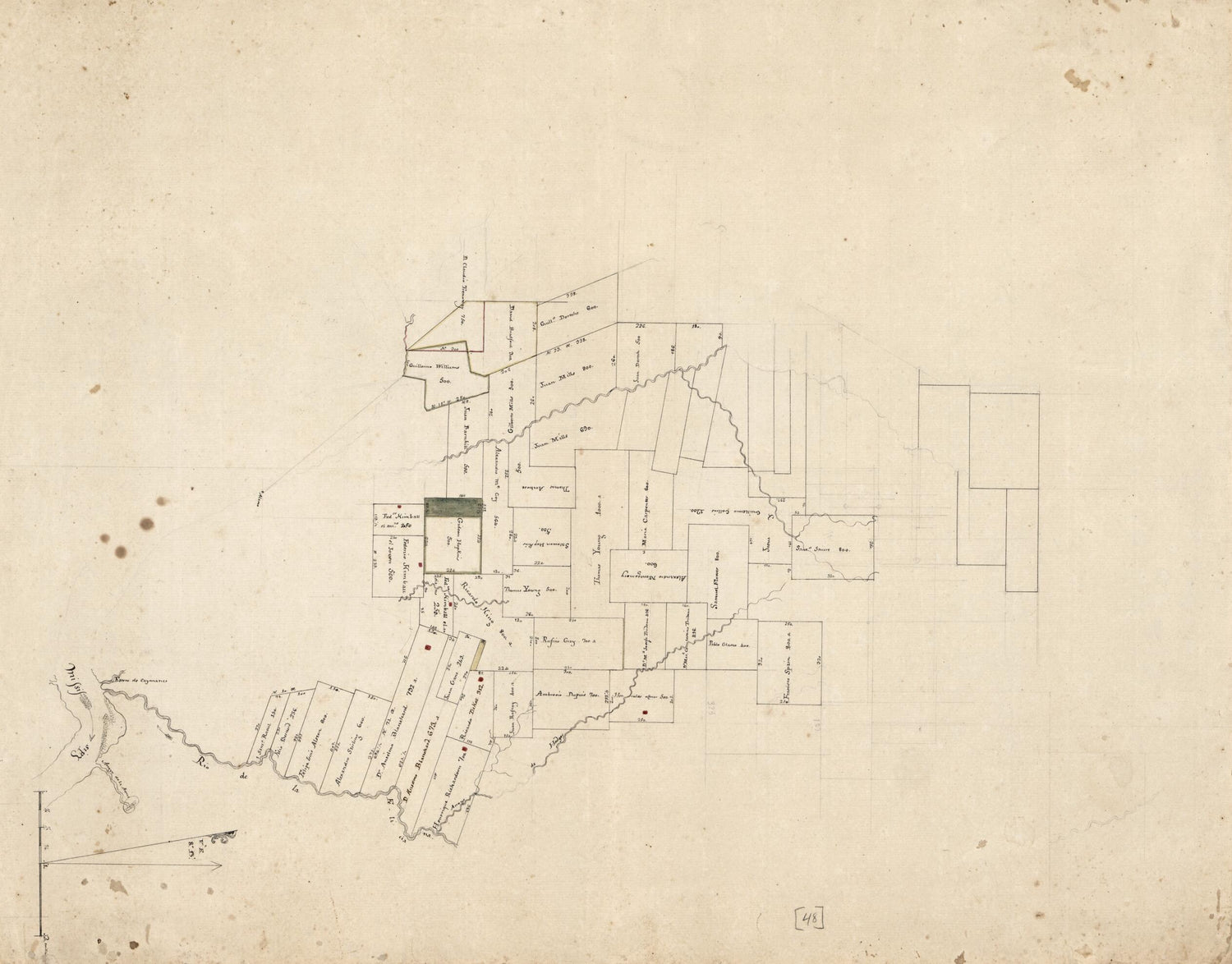 This old map of Cadastral Map of a Portion of Feliciana District, Spanish West Florida, Along the Feliciana River from 1805 was created by Vicente Sebastián Pintado in 1805