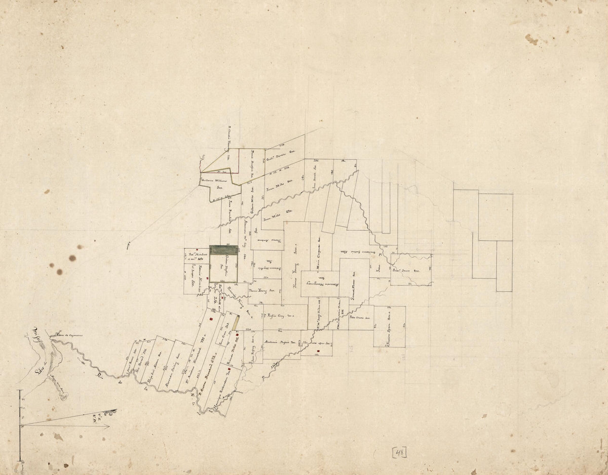 Cadastral Map of a Portion of Feliciana District, Spanish West Florida, Along the Feliciana River 1805 by Relic Map Company