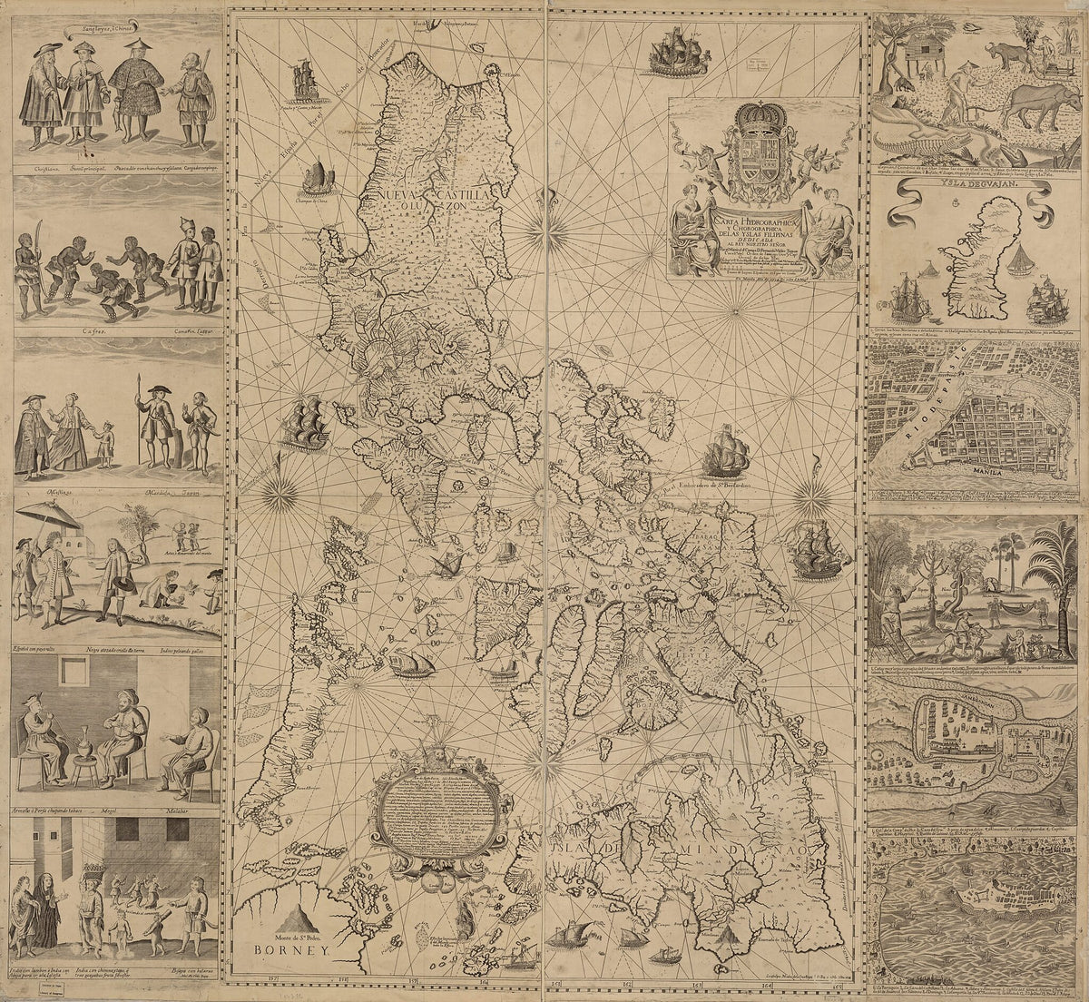 Carta Hydrographica Y Chorographica De Las Yslas Filipinas : Dedicada Al Rey Nuestro Señor Por El Mariscal D. Campo D. Fernando Valdes Tamon Cavallo Del Orden De Santiago De Govor. Y Capn 1734 by Relic Map Company