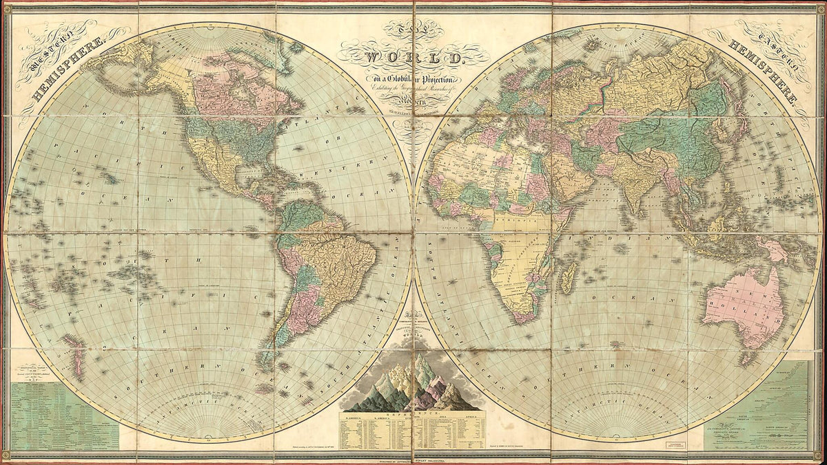 The World, On a Globular Projection, Exhibiting the Geographical Researches of Modern Travellers &amp; Navigators in 1826 by Relic Map Company