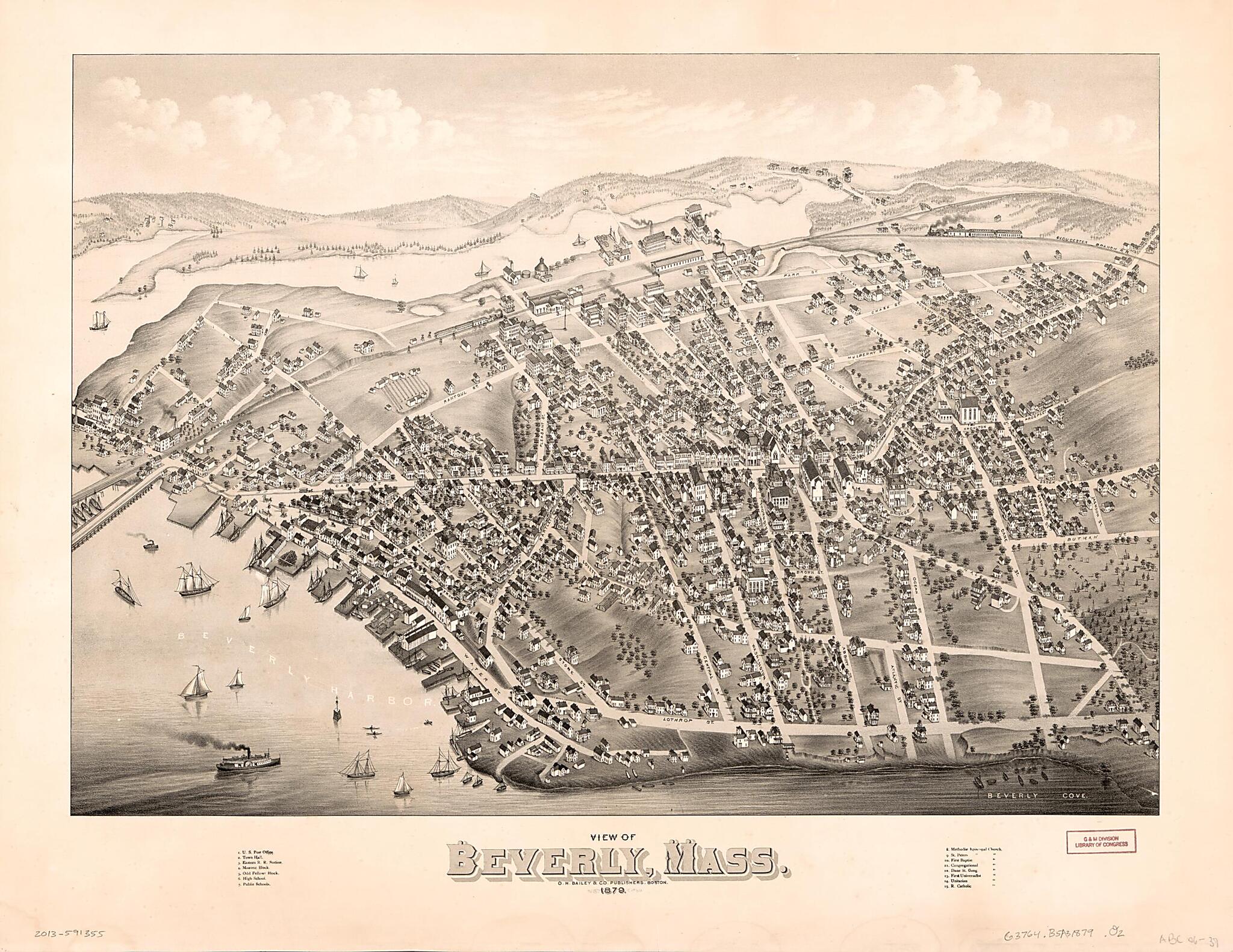 This old map of View of Beverly, Massachusetts from 1879 was created by  O.H. Bailey &amp; Co in 1879