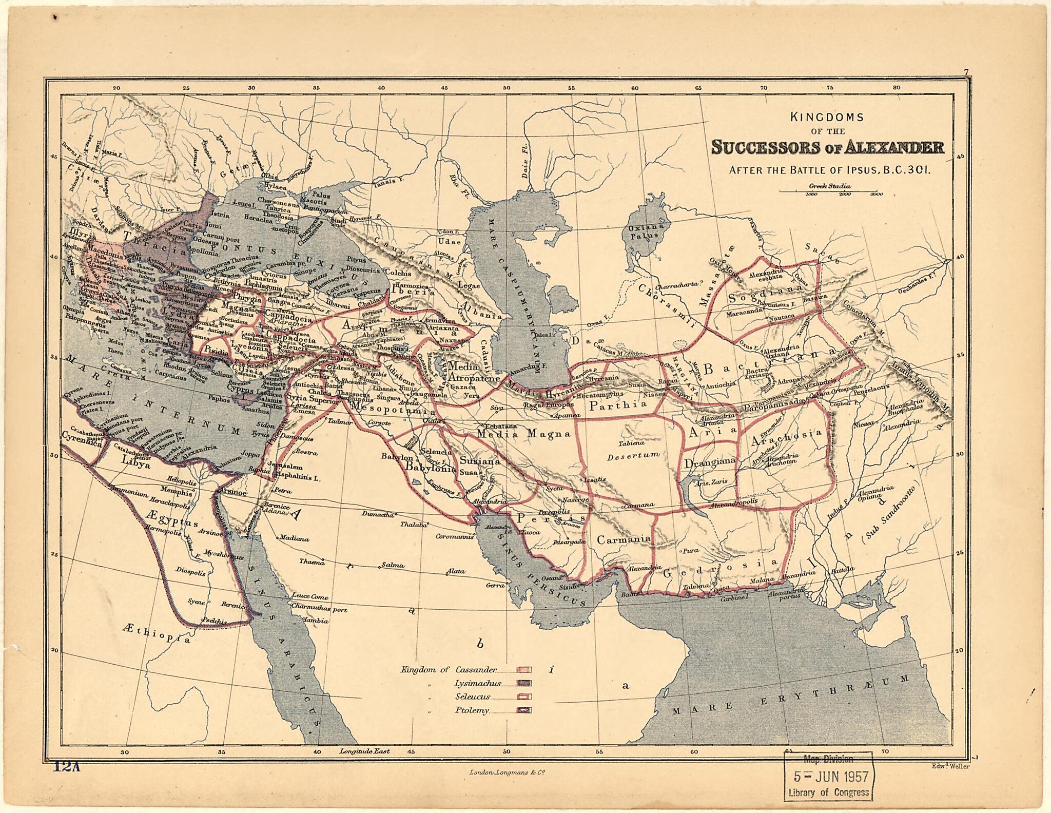 Kingdoms of the Successors of Alexander : After the Battle of Ipsus, B.C. 301 1800 by Relic Map Company