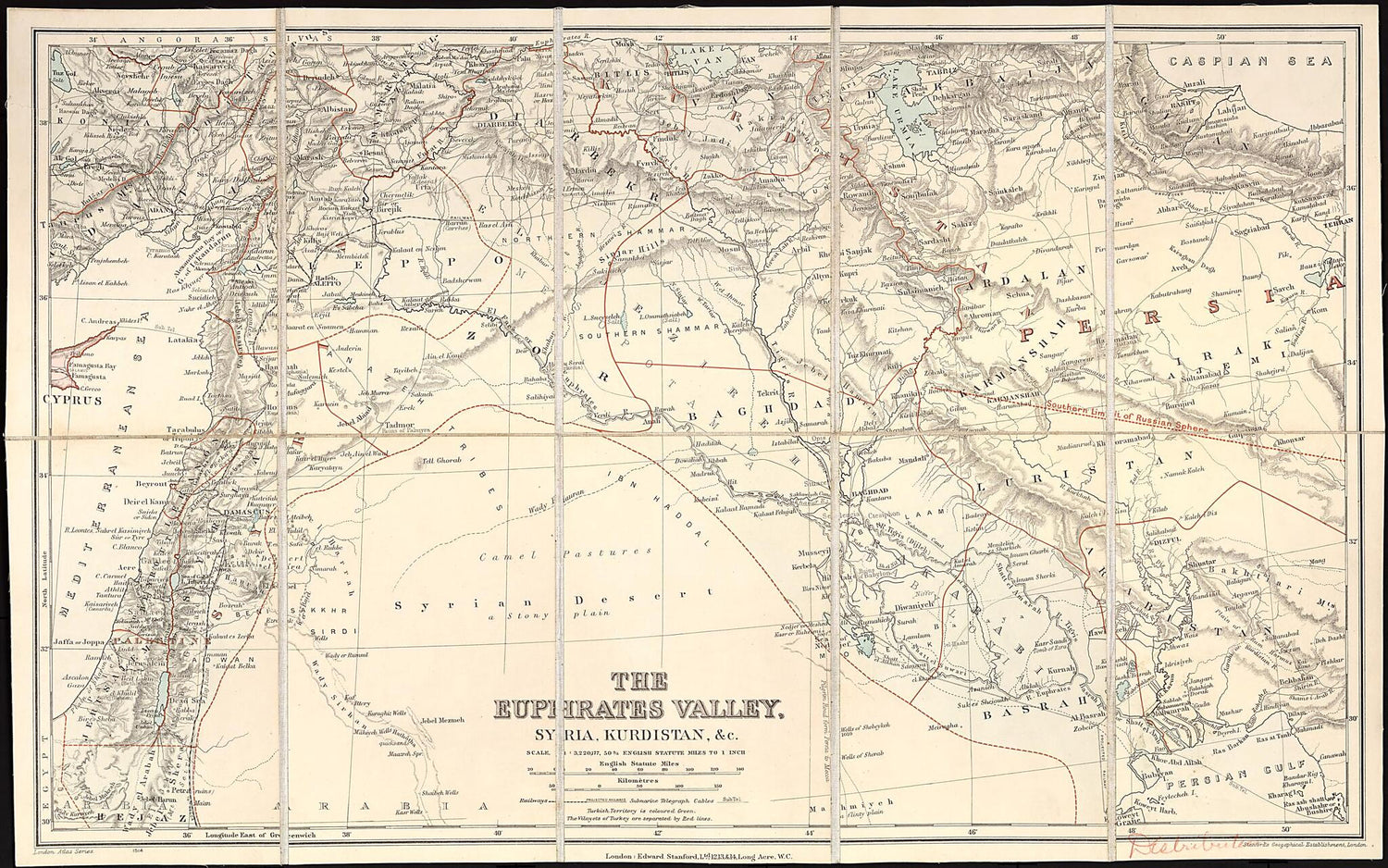 This old map of The Euphrates Valley : Syria, Kurdistan, &amp;c from 1900 was created by  Edward Stanford Ltd in 1900